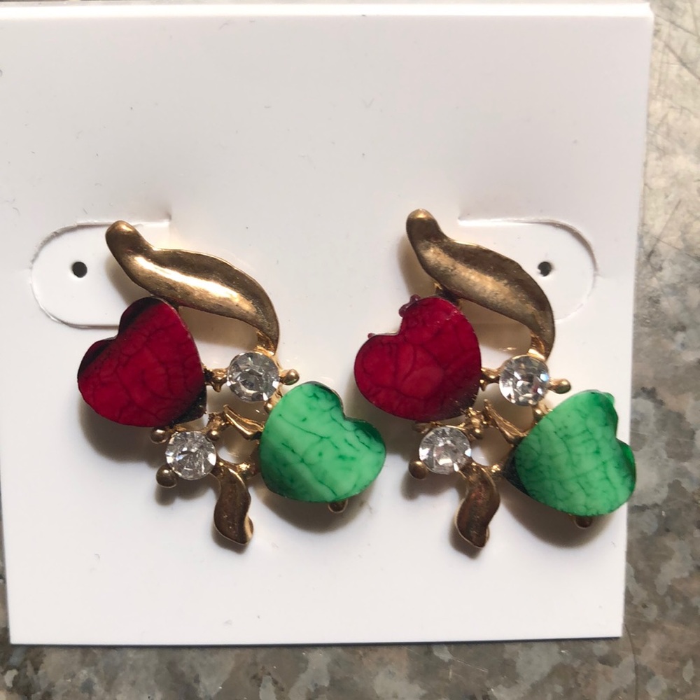 Faux stone pierced earrings